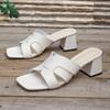 Sandalias y pantuflas de talla grande europeas y americanas de punta cuadrada para mujer, nuevas pantuflas de tacón grueso transfronterizas, 43 yardas, sandalias de comercio exterior transpirables y cómodas