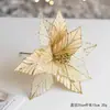 Decoração de Natal Mais Vendida Transfronteiriça 25cm Cor Dourada Champanhe Flor de Rede de Veludo de Natal Guirlanda para Árvore de Natal