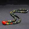 Collar de Cuentas Redondas de Piedra Rey Medicina del Tíbet Transmisión en Vivo Venta al por Mayor Pulsera de Jade del Tíbet Jade Serpentina Cadena Madre