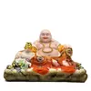 Estatua de Buda Maitreya de Mármol Blanco, Adorno de Buda Sonriente, Estatua de Buda Feliz de Vientre Grande para Adoración en el Hogar o Templo, Buda del Futuro