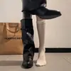 Botas altas hasta la rodilla para mujer, botas de otoño de una sola pieza, nuevo estilo 2026, tacón grueso, de tacón alto, de caña larga, botas estilo Martin, de caña alta, plisadas y fruncidas
