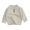 Suéter de bebé con cuello polo Otoño Estilo coreano Retro Suéter de punto calado para niños, Pulóver con cuello camisero para niños pequeños, Top para bebé