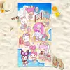 Toalha de Praia Sanrio Kuromi Estampada Digitalmente Fibra Fina Absorvente de Água Secagem Rápida Férias na Praia Toalha de Banho para Natação