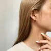 Brincos Tubo Círculo Vazado em Prata de Lei S925, Simples e Sofisticados, Brincos Femininos de Nicho e Versáteis, Piercings de Cartilagem