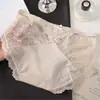 Bragas Sexy de Encaje Francés de Cintura Media Braguitas Triángulo de Satén Bragas Sexy de Encaje Francés de Algodón Satén Chica Puro Deseo