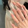 Chica de Belleza Energética Punta Larga Hielo Translúcido Degradado Ojo de Gato Lunares Moño 3D Uñas Postizas Fuente Mayorista