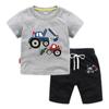 Roupa Infantil Conjunto de Verão de Manga Curta, Customização em Pequenas Quantidades com Fotos e Amostras, Conjunto de Duas Peças com Shorts de Manga Curta em Algodão Puro, Fábrica de Origem