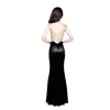 Vestido Sexy de Cuello en V Profundo Transparente en la Cintura Vestido Largo de Noche Falda con Abertura en la Cadera Tirantes Huecos Aspecto Adelgazante