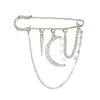 Acessórios de Moda Transfronteiriços Europeus e Americanos, Broche Elegante com Elementos de Coração e Lua em Metal, Alfinete Multifuncional de Luxo Leve