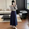 Falda midi de línea A ajustada de cintura alta para mujer, nuevo estilo otoño/invierno, buena caída, cintura elástica, elegante y versátil, falda de arroz pegajoso