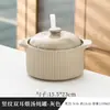 Olla de Cerámica Impermeable para Estofado Tazón Doméstico para Huevo al Vapor con Tapa Tazón para Natillas al Vapor Olla de Barro Taza para Sopa Individual Olla Pequeña para Estofado