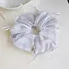Lazo para el pelo de estilo coreano, morado claro a cuadros florales, suave y femenino, con un aire cotidiano, cuerda para el pelo con detalles de malla y lazo