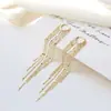 Pendientes geométricos de estilo japonés de Corea del Sur, elegantes y sencillos, con hebilla de oreja de amor, pendientes largos con borlas de oro de 14 quilates, venta al por mayor