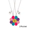 Collar con Colgante Magnético de Dos Piezas de Cara Sonriente Colorida Aleación de Dibujos Animados Esmalte Animal Magnético Joyería para Mejor Amigo Bff