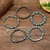 Pulseras deabalorios turquesa de estilo étnico transfronterizo para hombres y mujeres, pulseras personalizadas de múltiples capas entrelazadas, al por mayor