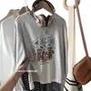 Camiseta de Manga Longa 100% Algodão para Primavera e Outono Feminina 2026 Nova Estilo Casual Soltinho Tamanho Grande Camiseta Base Branca Top Feminino Gola Redonda