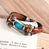 Pulsera Creativa de Moda para Hombre Pulsera Bohemio de Aleación Turquesa Diseño de Nicho Pulsera Retro