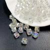 Cuentas cuadradas de cristal con agujero oblicuo, cuentas sueltas cuadradas de azúcar, materiales para hacer joyas con cuentas semiacabadas.