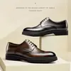 Zapatos Formales de Cuero Británicos Brogue de Primavera para Hombre Zapatos de Boda Suela Gruesa Elevadores Zapatos de Moda Trendy para Hombre