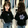 Camiseta de manga larga a rayas para niña, nuevo estilo primavera/otoño, top de cuello redondo moderno para bebés, ropa infantil holgada y casual