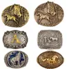 Hebilla Lisa Transfronteriza Aleación de Zinc Vaquero Occidental Bronce Hebilla de Cinturón de Piel de Vaca Hebilla de Placa de Aleación Accesorios para Cinturón Caballo y Vaca