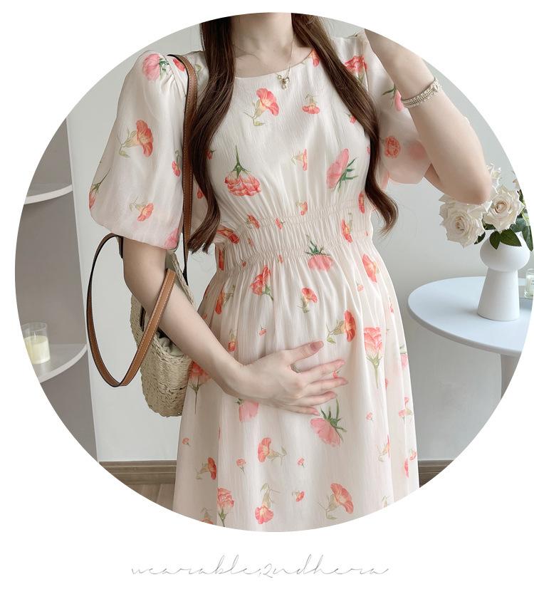 夏季新款泡泡袖孕妇连衣裙