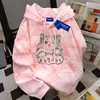 Nova Moletom com Capuz Tie-Dye Estampado de Gato Fofo Americano para Mulheres no Outono e Inverno Versátil Nicho Rosa Tops Estudantis