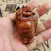 Bolsa de tela tallada de madera de agarwood de Venus, pieza de mano del Buda Maitreya monje, artesanías de madera, colgante, disco de personaje, adornos de juego