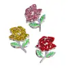 Liga 3D Totalmente Diamantada Rosa Desabrochando Strass Furo Reto Contas DIY Miçangas Chaveiro Corrente de Bolsa Acessórios Atacado