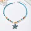 Conjunto de Collar y Pendientes de Estrella de Mar Personalizado Transfronterizo Europeo y Americano, Cadena para Clavícula de Moda y de Gama Alta, Joyería de Estilo Vacacional de Lujo Ligero para Mujeres