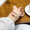 Pulsera Pixiu de Cristal Amarillo Natural y Cristal de Fresa Flor de Durazno Estilo Chino Nuevo Nicho Joyería Original para Mujer