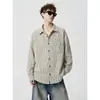 Sobrecamisa estilo americano extragrande con sutiles estampados, camisa de punto a cuadros florales de manga larga para hombre, casual y de corte holgado, elegante y moderna