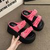 Sandalias y Pantuflas Estilo Hada del Lazo para Mujer 2024 Nuevo Estilo Verano Suela Gruesa Altura Baja que Aumenta la Altura Calzado de Exterior para Mujer con Falda