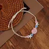 Jingdezhen Navidad Cerámica Cuerda Trenzada Pulsera Animales de Dibujos Animados Cuerda de Mano Joyería al por Mayor para Atracciones Turísticas Nicho Lujo Ligero