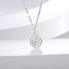 Plata S925 calado carácter fu Collar de marca redonda Colgante de texto de estilo chino para mujer Diseño de nicho costura cadena clavicular