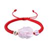 Suministro al por mayor de pulseras Pixiu de cristal rosa natural, cuerdas tejidas a mano, pulseras del mismo estilo para parejas, accesorios, accesorios tallados a mano