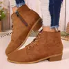 Botas Martin Femininas 2026 Inverno Novo Estilo Botas Curtas de Camurça Caimento Justo Cadarço Zíper Botas Femininas