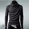 Camiseta masculina de manga comprida com gola alta, moda comércio exterior, mais vendida no exterior, estilo coreano, cor sólida, para jovens