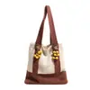 Bolso de Punto de Color Contrastante para Mujer 2025 Nuevo Estilo Casual Perezoso Bolso de Hombro Gran Capacidad Bolso Tote para Clase y Viajes