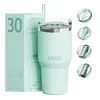 Vaso térmico para hielo de 40 oz transfronterizo, similar a Starbucks, taza de café aislada de acero inoxidable 304 de Amazon, vaso para coche con pajita