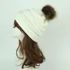 2018 Ropa Europea y Americana Nueva Otoño e Invierno Bola de Lana Gorro de Lana para Mujer Cálido de Otoño e Invierno Gorro de Punto con Pelo
