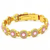 Pulsera magnética de doble fila color oro rosa, moda transfronteriza de TikTok para mujer, versión grande con incrustaciones de esmeralda y diamante, joyería de lujo ligero para parejas