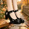 Zapatos Mary Jane de tacón alto de piel con plataforma impermeable, elegantes zapatos de tacón para pasarela cheongsam, modelo ultraligero 2026, zapatos de baile para madres