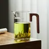 Taza de Té Luna Creciente al por Mayor Taza Gong Dao Mango de Madera Vidrio para Preparar Té Verde Juego de Té Taza Gong con Filtro
