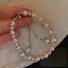 Pulseira de Bola com Pérola Swarovski Rosa e Diamantes Manta para Mulheres, Bola de Diamantes Cintilante Céu Estrelado, Joia de Mão Nova Estilo Chinês de Luxo Leve