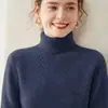 Suéter de Cachemira de Punto Grueso de Doble Hilo de Siete Pines con Cuello Alto para Mujer, Jersey Holgado de Manga Larga, Nuevo Suéter de Punto para Base de Otoño e Invierno para Mujer
