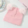 Gorro Tejido de Hilo Rizado con Doble Pompón, Gorro Grueso Cálido Lindo de Otoño e Invierno, Gorro de Lana Dulce y Adorable para Niños al por Mayor