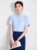 Camisa azul de manga curta de verão, saia de camisa feminina, novo terno de duas peças, profissional, lazer, temperamento de deslocamento, 2025