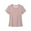 Camiseta de Manga Corta con Cuello Redondo de Tres Agujas y Cinco Hilos de Tencel para Mujer, Lyocell Suave Pegajoso Caída Mascarilla Camiseta Ropa Interior Ropa Exterior Top para Mujer