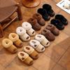 Chinelo de Algodão Infantil 2025 Couro Impermeável Macio Antiderrapante Forrado com Lã Grosso Família Casal Adulto Casa Inverno Sapatos Quentes